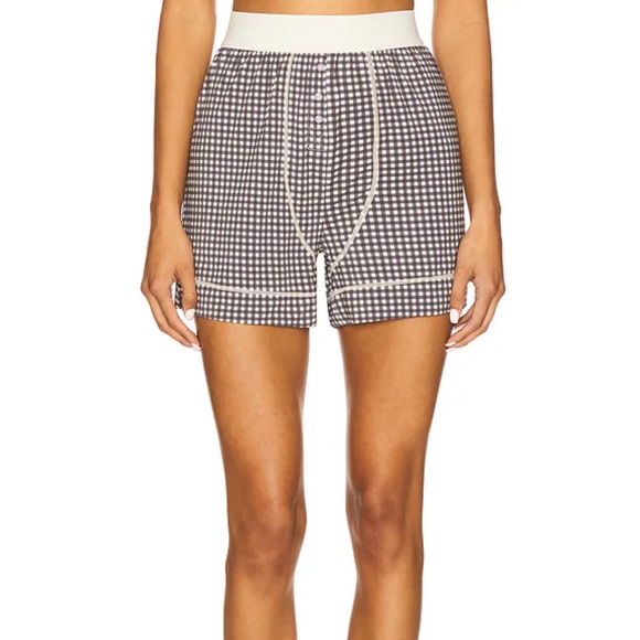 WeWoreWhat Other - WeWoreWhat Boxer Short in Gingham Antique‎ White & Black NWT Size M